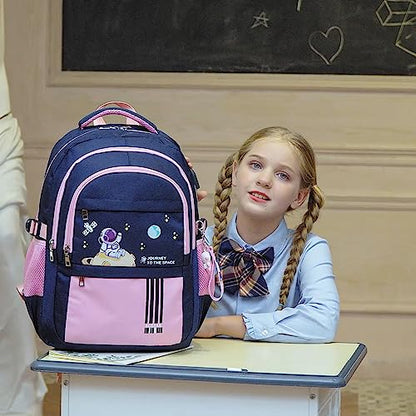 ACESAK Backpack for Girls - Girls Backpack Schoolbag for Kids Children Teens Elementary Middle School Bags, Waterproof Lightweight Kids Bookbag Backpacks Casual Daypack with Lunch Bag Set - color: Pink