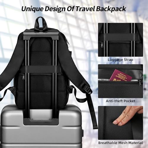 HOMIEE Ryanair Personal Item 40x20x25 Travel Bag, 20L Carry on Backpack TSA Approved Under Seat Water Resistant Cabin Bag for Weekender Gift Fits 15.6 Inch Laptop, Black - color: Black, size: Large