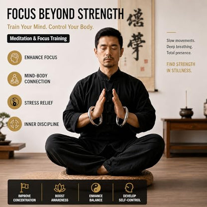 ZooBoo 2pcs Wing Chun Stainless Steel Training Rings (Pair) – Yeung Sau & Sticky Hand Strength Training for Wing Tsun, Siu Lum, and Kung Fu Practitioners - size: Diameter 7.5 CM (2.95 inches)