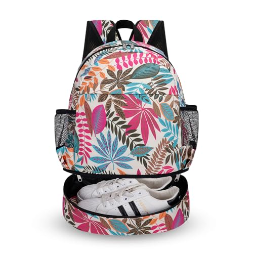 Dry Wet Gym Backpack with Shoe Compartment and Wet Pocket for Women Water Resistant Sports Bag for Swimming Beach Yoga Travel, Maple Magenta M - color: Maple Magenta, size: Medium