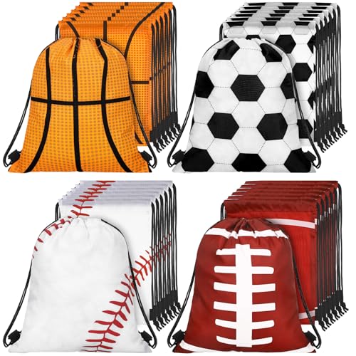 Tanlade 24 Pcs Drawstring Bags Cinch Sack Candy Drawstring Bag Goodie Favor Bags Supplies Gifts for Sports Party Men Women(Mixed ball,10 x 12 Inch) - size: 10 x 12 Inch, style: Mixed Ball