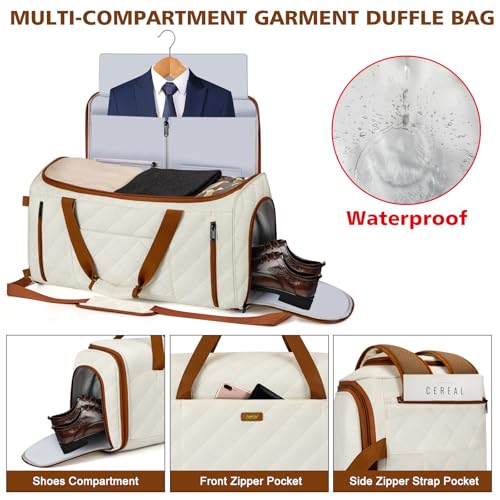 Convertible Garment Bags for Travel - Carry on Garment Duffle Bag with Backpack Straps for Men Women, 4 in 1 Large Travel Duffel Bags with Shoes Compartment Hanging Suit Dress Weekender Bag 3pcs Set - color: D3-Beige