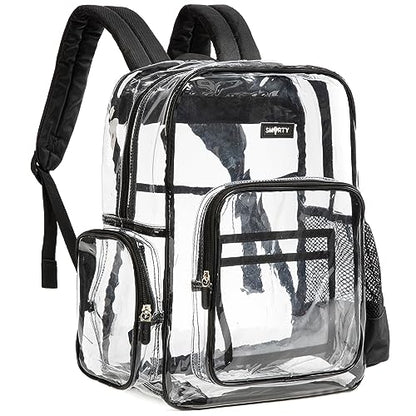 J.CARP Clear Bag Heavy Duty Backpack Durable Transparent See Through Bag - color: Large, Black