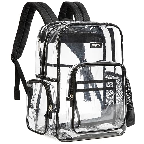 J.CARP Clear Bag Heavy Duty Backpack Durable Transparent See Through Bag - color: Large, Black