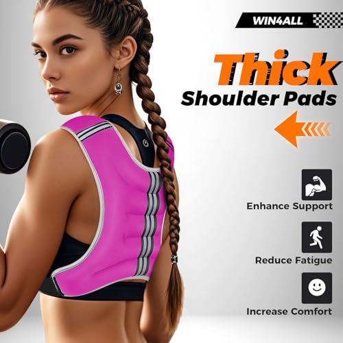 WIN4ALL Weighted Vest Woman, 6lb/8lb/12lb/16lb/20lb, Adjustable Women Weighted Vest for Walking, Strength Training, Running, Fitness, Muscle Building, Black - color: Pink, size: 20 LBS