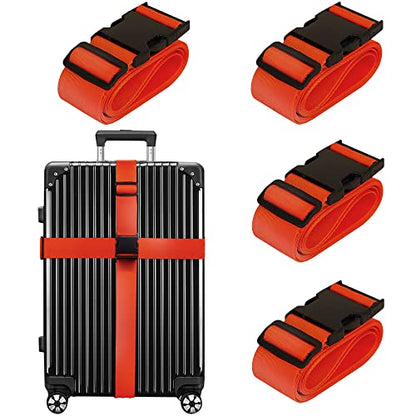 Luggage Straps for Suitcases TSA Approved Travel Belt 4 Pack by Chelmon (Red) - color: Red