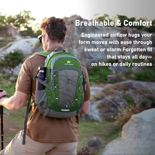 N NEVO RHINO Hiking Backpack 20L Water Resistant Outdoor Day Pack,Lightweight Travel Small Backpack for Men Women - color: Armygreen