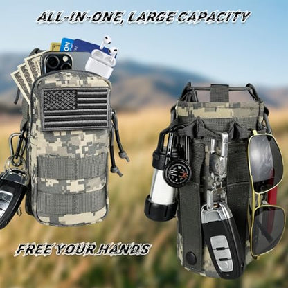 Water Bottle Holder with Strap - Tactical Insulated Water Bottle Sleeve with MOLLE System Water Bottle Cover Cross-Body Pouch for Walking Hiking Camping Gym 32oz&40oz - color: Ocean Camo