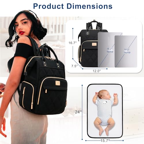 Weitars Diaper Bag Backpack Travel Diaper Backpack, Large Baby Diaper Bag with Changing Pad Baby Bag for Boys Girls, Insulated Pockets, Waterproof Baby Backpack for Mom & Maternity (Black) - color: Black