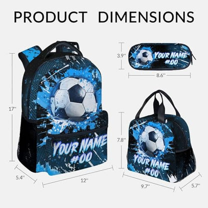 COZYAURA Kids Backpack - Personalized Soccer Backpacks Set for Boys Girls - School Bookbag with Lunch Box - Sport Themed Book Bag for Elementary Middle School - color: Style-1