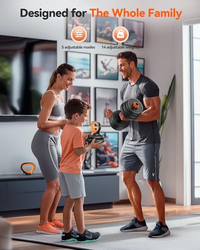 FEIERDUN DS2 Adjustable Dumbbells, 20/30/40/45/70/90lbs Free Weight Set with Connector, 5 in1 Dumbbells Set Used as Barbell, Kettlebells, Push up Stand, Weight Plate, Fitness Exercises for Home Gym Suitable Men/Women - style: E.70LB(35LB Pair)