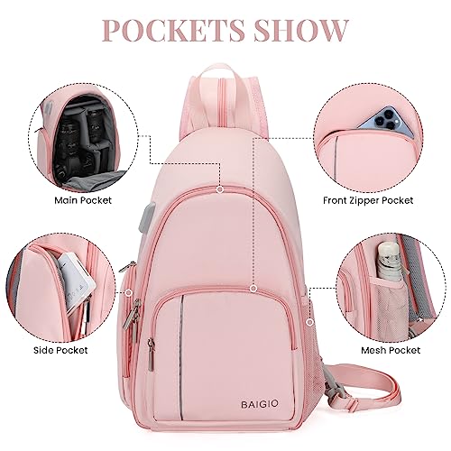BAIGIO Camera Sling Bag Small Camera Backpack for Photographers,Waterproof Camera Crossbody Bag Travel Caemra Backpack for DSLR SLR Mirrorless Camera - color: Pink