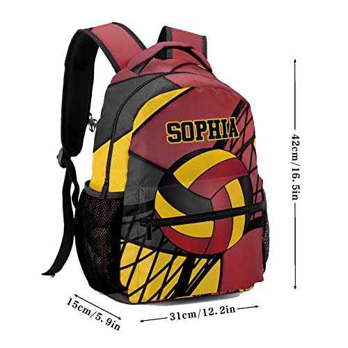 Custom Volleyball Red Black Yellow Personalized Causual Shoulder Bag Sports Leisure Camping Backpack for Women Men - color: Design 3