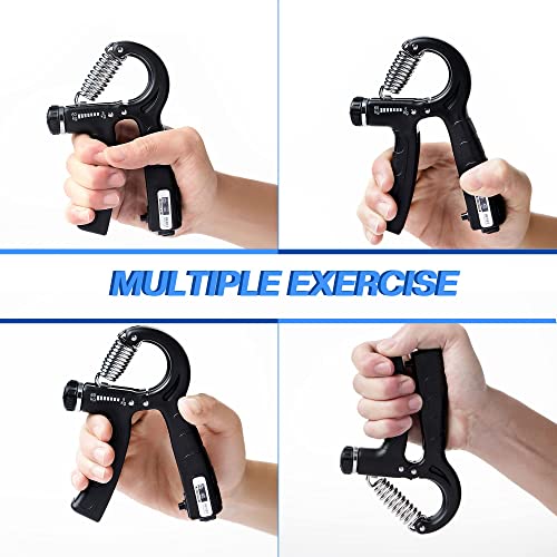 Grip Strength Trainer Set of 2 Pack,Hand Grip Strengtheners Adjustable Resistance 10-132lbs Forearm Trainer with Counter,Hand Trainer,Portable Forearm Workout Exercise Equipment black