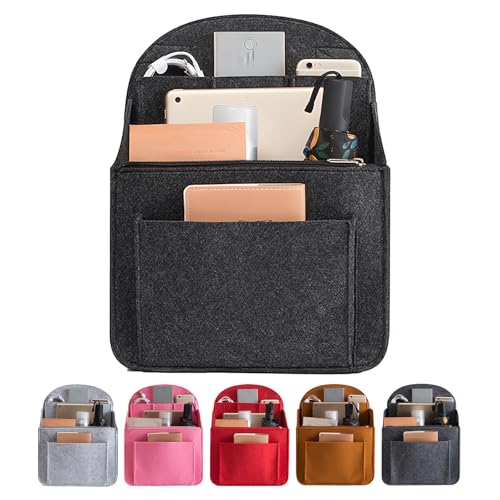 Felt Backpack Organiser, Mini Backpack Organizer Insert, Small Purse Organizer Insert - Lightweight, Multi-pocket Backpack Insert for Easy Access and Neat Storage (Dark Gray, M-13.8 * 10.6IN) - color: Dark Gray, size: M-13.8*10.6IN