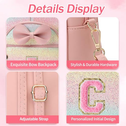 Birthday Gift for 2 3 4 5 6 7 8 9 10 Year old Girls Personalized Initial Mini Backpack Purse for Toddler Kids-Shine-C - color: Shine, style: C