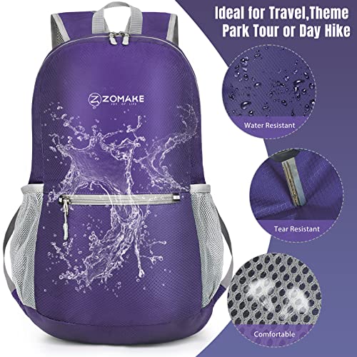 ZOMAKE Ultra Lightweight Hiking Backpack 20L, Packable Small Backpacks Water Resistant Daypack for Women Men(Purple) - color: Purple