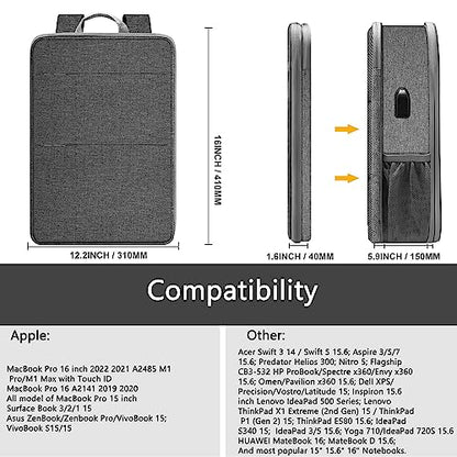 ZINZ Slim & Expandable Laptop Backpack 15 15.6 16 Inch Case, Water Resistant Travel Backpack Compatible with MacBook Pro/Neo 16" 15", Dell XPS 15 16 and Most 15" 15.6" 16" Notebooks，D01G02 - color: D01g02, size: 15"-16"