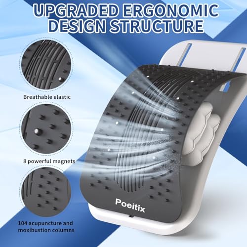 Back Stretcher for Lower Back Pain Relief, Upgraded Lumbar Back Cracker Back Popper with Adjustable Air Cushion, Magnetic & Pad, Lower Back Massager for Herniated Disc Relief, Spine Decompression