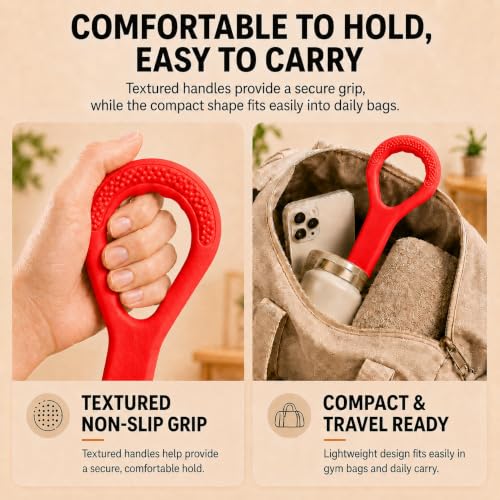 Figure 8 Resistance Bands with Handles, Resistance Bands for Arms, Back & Shoulder Training, Exercise Equipment for Yoga, Pilates & Stretching, Portable Home Gym Equipment - color: Red