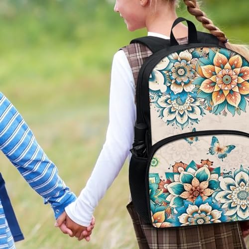 Talayituse Boho Mandala Butterfly Print Backpack for Kids Girls, Large Capacity School Backpack Bookbag Lightweight Casual Daypack with Adjustable Shoulder Strap for Travel Hiking School - color: Boho Mandala Butterfly