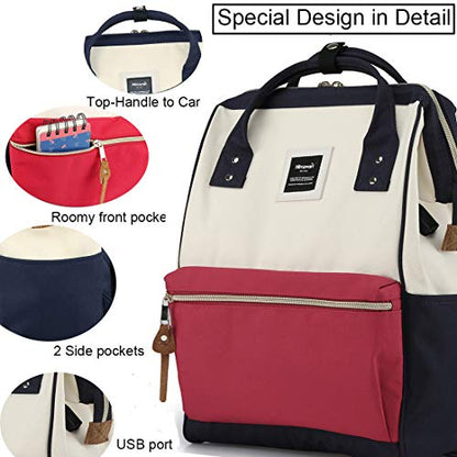Himawari Laptop Backpack Travel Backpack With USB Charging Port Large Diaper Bag Doctor Bag School Backpack for Women&Men (9001-PH) - color: 9001-ph