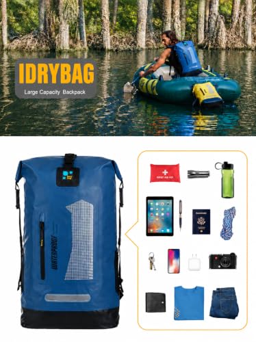 IDRYBAG Waterproof Backpack for Men 20L/30L/40L, Floating Dry Bag Kayak, Dry Backpack Hiking - color: Blue, size: 40L