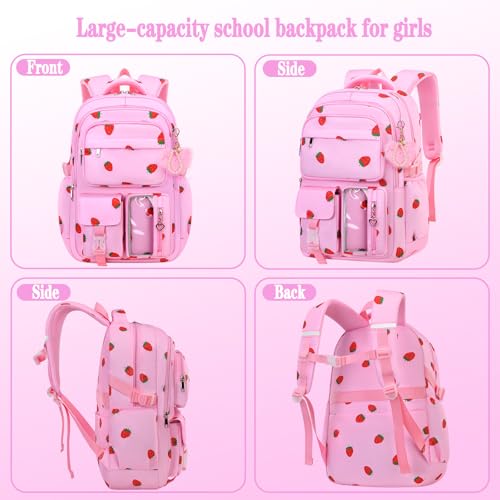Girls Backpack Set with Lunch Box & Pencil Case, Floral Print Girls School Backpack for Elementary/Middle/High School (Black-Daisy) - color: Black-daisy