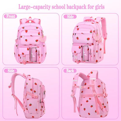 Girls Backpack Set with Lunch Box & Pencil Case, Floral Print Girls School Backpack for Elementary/Middle/High School (Black-Daisy) - color: Black-daisy