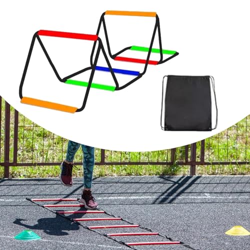 Agility Ladder Speed Ladder Footwork Ladder Workout Ladder Carbon Steel Construction Foldable Design Suitable for Athletic Training Coaches Athletes - size: 6 Grids With Bag