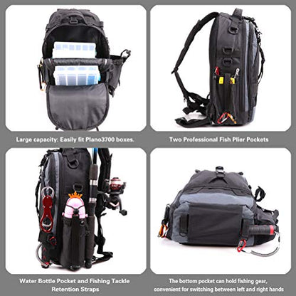 Fishing Backpack with Rod Holder & Tackle Box Storage - Gift for Women