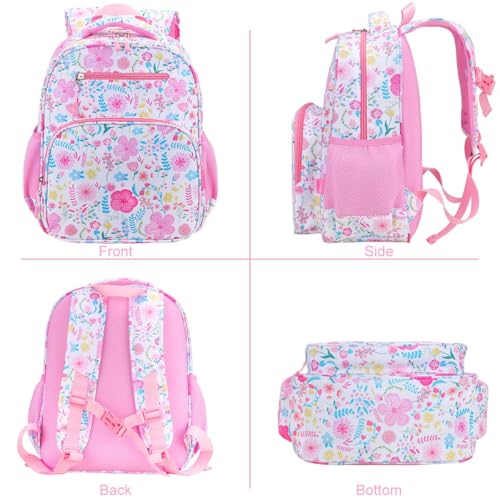 RHCPFOVR Kids Backpack for Girls - Girls Backpack 3-8 Ages Butterfly for Kids 15 Inch School Bookbag for Kindergarten Elementary School Bookbag for Girl 1st 2nd Grade - style: Pink Garden