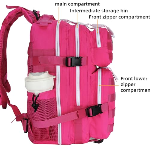 Military 45L Tactical Assault Backpack 3 day assault pack with Molle Waterproof backpack Rucksack for Tactical Backpacks - color: Pink