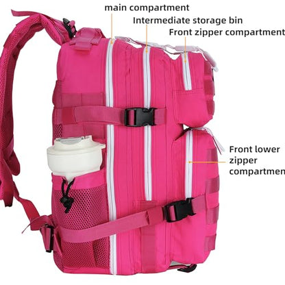 Military 45L Tactical Assault Backpack 3 day assault pack with Molle Waterproof backpack Rucksack for Tactical Backpacks - color: Pink