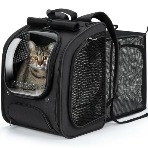 Pecute Cat Backpack Carrier,Cat Bubble,12.6" L x 10.2" W x 16.5" H,Black - color: Black (Expandable), size: 12.6"L x 10.2"W x 16.5"H