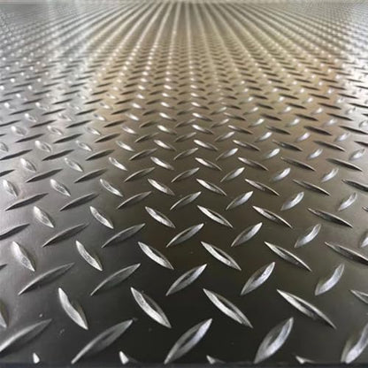 Heavy Duty Diamond-Plate Rubber Flooring Roll 4x12 FT, Multi-Purpose Waterproof Anti-Slip Floor Mat, Easy to Clean Under Equipment, Mats for Garage, Gym, Stable, Basement, Kennel - size: 4 ft x 12 ft x 0.1 in