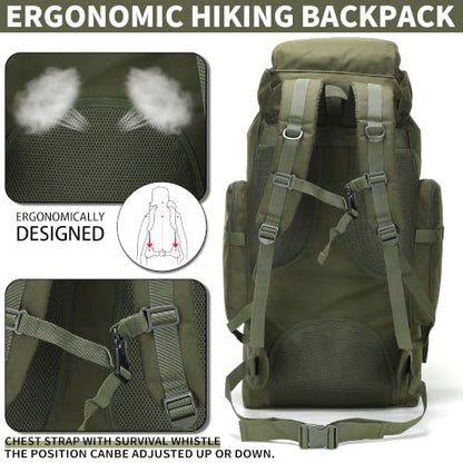 Hiking Backpack for Men 70L/100L Camping Backpack Military Rucksack Molle 3 Days Assault Pack for Climbing | Camping Backpack - color: 70l-olivegreen