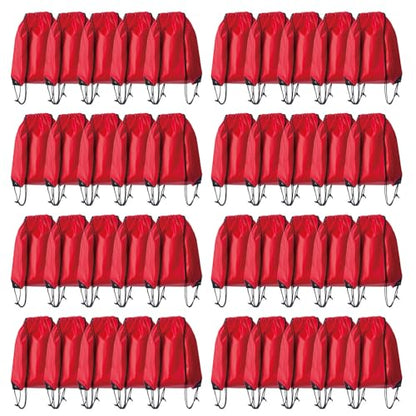 Drawstring Backpack Bulk 40Pcs Draw String Backpack Bags DIY Gym Sports Traveling Yoga Cinch Bag Sackpack Drawstring(red) - color: Red