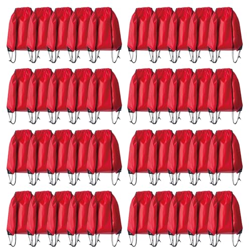 Drawstring Backpack Bulk 40Pcs Draw String Backpack Bags DIY Gym Sports Traveling Yoga Cinch Bag Sackpack Drawstring(red) - color: Red