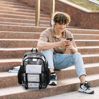 Clear Backpack, Large Clear Bag Stadium Heavy Duty PVC Transparent See Through Backpacks for Boys Girls, College, Work, Purple - color: Purple