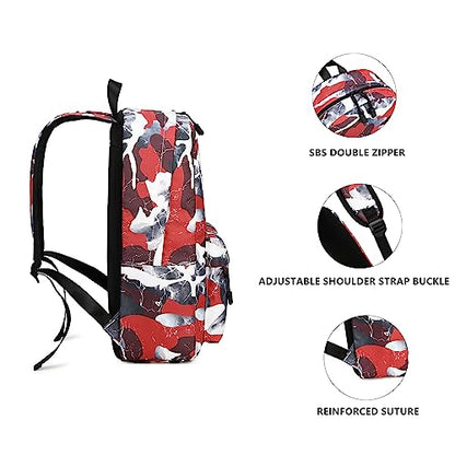 Lmwzh Backpack For Boys Girls Elementary Waterproof teen School Bags Kids Bookbag Lightweight Camo Red - color: Red
