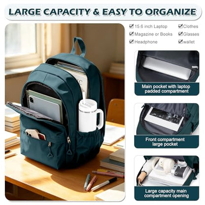 suwasp Casual Laptop Backpack for Women Men Waterproof Lightweight Backpacks Bag 15.6inch Laptop Daypack Large Capacity Backpack, Peacock Blue - color: Peacock Blue
