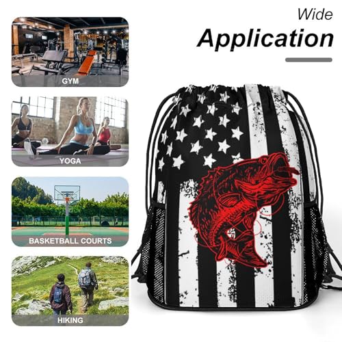 Fish Flag Drawstring Backpack Gym Bag With Shoe Compartment String Bag Sport Beach Swimming Sackpack For Women Men - color: Fish Flag