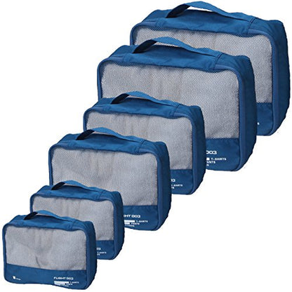 Packing Cubes Set Travel Luggage Organizers Suitcase Lightweight Accessories Navy Blue - color: Navy Blue