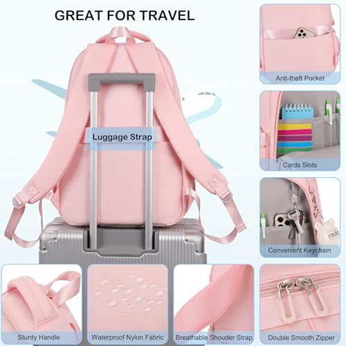 Hidds College Backpack Laptop Backpacks 15.6 Inch for Men Women Elementary Middle High School Book Bag For Teens Girls Boys Student Anti Theft Travel Daypack Large Bookbags-Pink - color: Pink