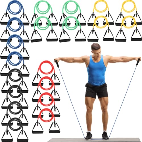 Shappy 20 Pcs Resistance Bands with Handles Exercise Tube from 5 to 50 Pounds Resistance Tubes with Handles Workout Stretch Bands for Exercise Physical Therapy Workouts Fitness