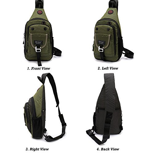 NICGID Sling Bag Chest Shoulder Backpack Crossbody Bags for Tablet Laptop Outdoor Hiking Men Women - color: Army Green-2664