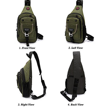 NICGID Sling Bag Chest Shoulder Backpack Crossbody Bags for Tablet Laptop Outdoor Hiking Men Women - color: Army Green-2664