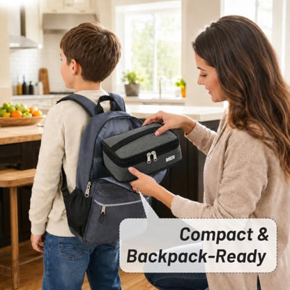 MIER Small Lunch Bag for Kids & Adults Compact Insulated Lunch Box, Grey - color: Gray, size: Mini
