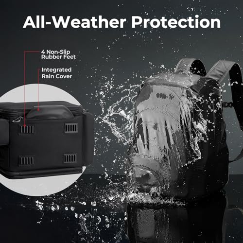 Piscifun 52L Fishing Tackle Backpack with Rod Holders & 4 Tackle Boxes, Large Tackle Bag for Gear Storage with Rain Cover - color: Black